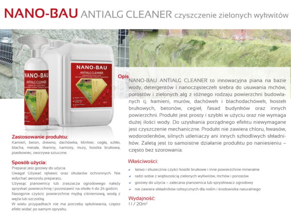 NANO-BAU ANTIALG CLEANER preparat do usuwania zielonych wykwitów - obrazek 3