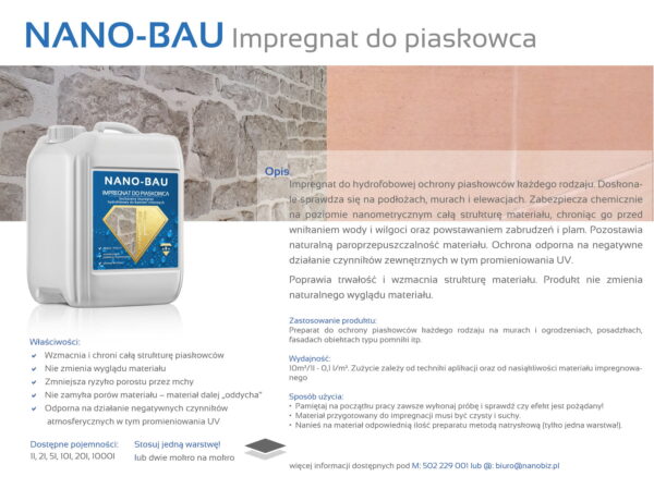 Nano-Bau bezbarwny impregnat do piaskowca - obrazek 2