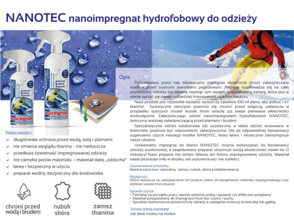 NanoTec nanoimpregnat hydrofobowy do odzieży - obrazek 2